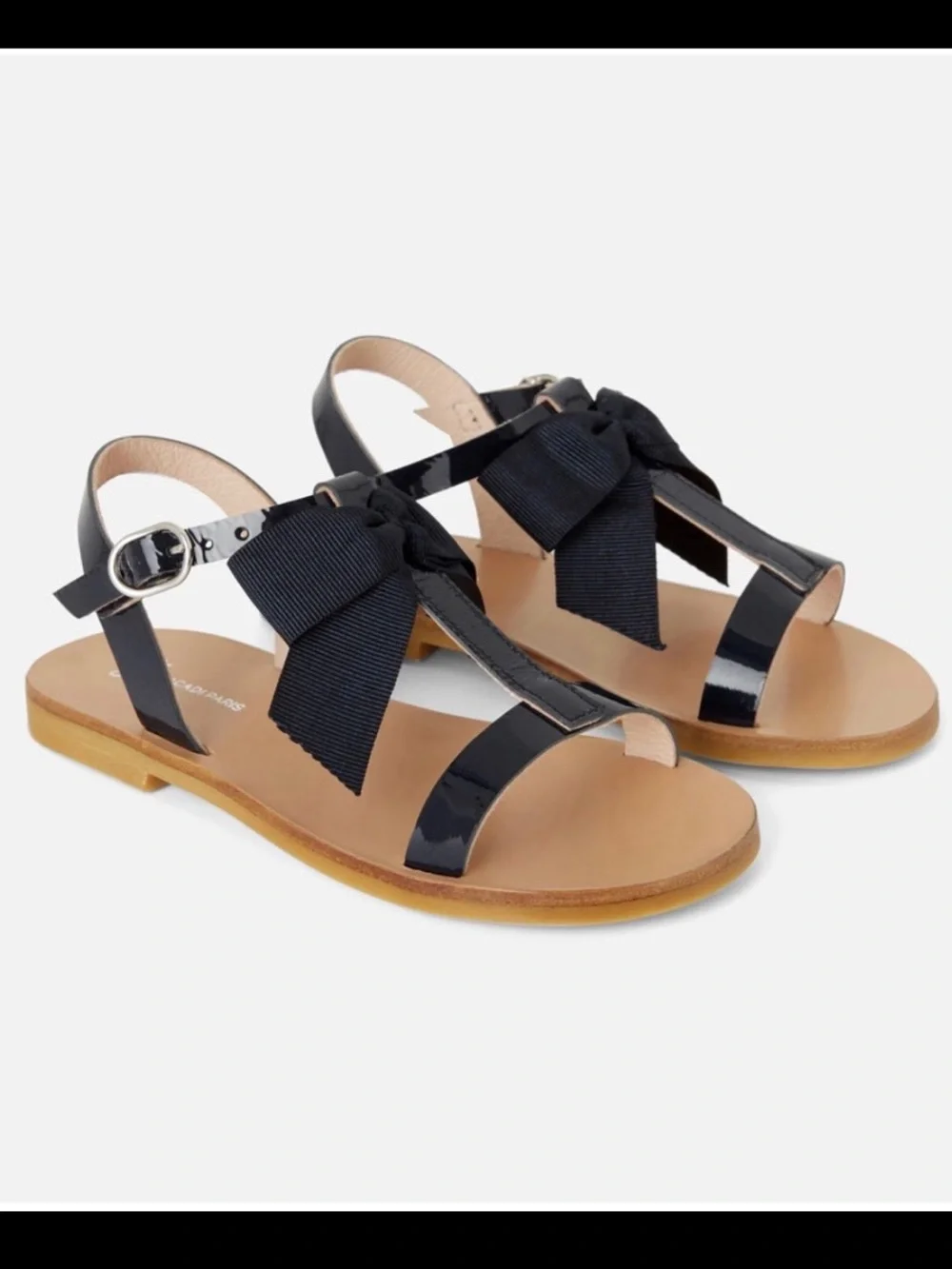 JACADI Girls Navy Bow Strappy Sandals - Sz 9.5 US (Sz 26)